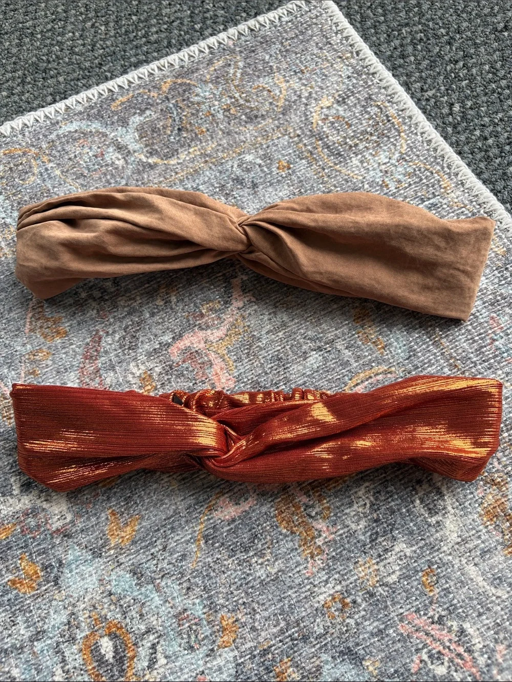 Bundle of 2 Knot Headbands Free People Copper Metallic & Faux Suede Old Navy